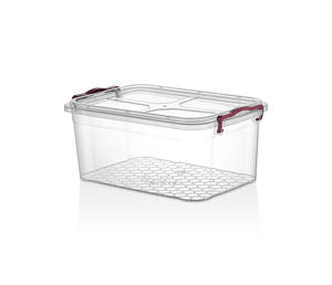 CATEEM Grand bac de rangement multifonctionnel à roulettes en plastique PP transparent durable de 15 L, forme rectangulaire, verrouillable, compatible lave-vaisselle - Product Image 1