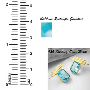 10x14mm <b>Emerald</b> Gemstone Fine <b>Stud</b> Earrings 925 Sterling Silver Rectangle Shape Gold Vermeil Wedding Party Gift Designed - Product Image 3