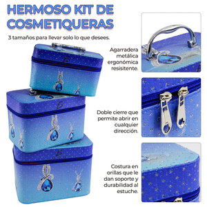 Set di 3 Borse Organizer per Trucchi Portatili ed Ecologiche, Beauty Case con Logo Personalizzato in PU, Borsa Cosmetica con Stampa a Pois - Product Image 4