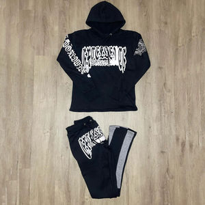 Conjunto Deportivo de Pantalones Deportivos Acampanados y Sudadera con Capucha de Corte Regular Personalizado al por Mayor, 100% Algodón, Ligero, Diseño Sólido para Invierno - Product Image 3