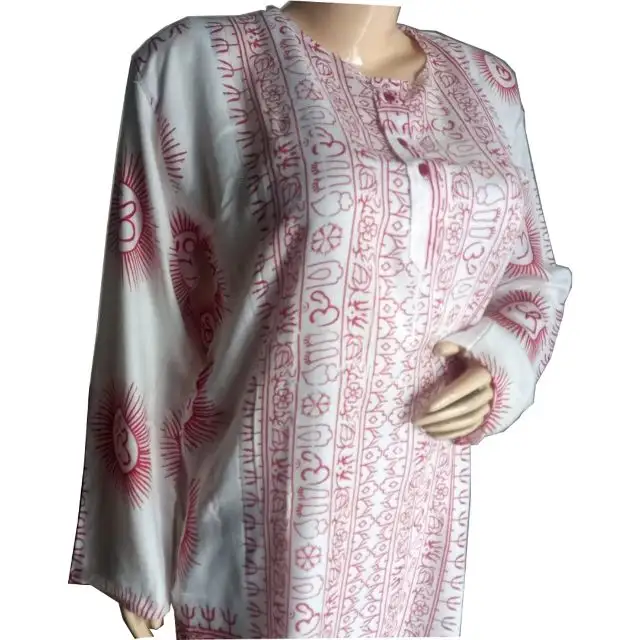 Top Quality High Quality Om Kurta 100 % Cotton Fabric Wholesale Prices Clothes Plain Customized Anti Technics Item Style