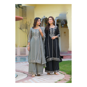 Traje de estrella Georgette con bordado de Cachemira y trabajo de Payal Ropa étnica elegante para mujeres Ideal para bodas fiestas y festivas - Product Image 1