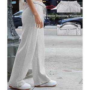 Pantalons de survêtement larges pour femmes, tendance, taille haute, amples, avec cordon de serrage, confortables, décontractés, pantalons de détente, intérieur doux - Product Image 3