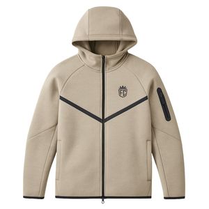 Chaqueta Deportiva con Capucha y Cremallera Completa para Hombre, de Forro Polar Técnico, Color Caqui, Ligera, Cálida, para Entrenamiento Atlético, Ropa Deportiva Premium - Product Image 1