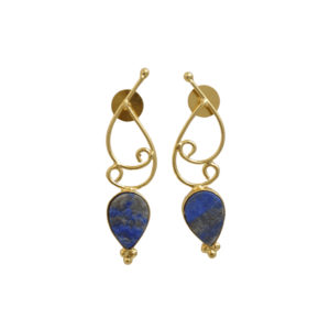 Boucles d'oreilles en laiton de qualité supérieure, plaquées or, avec pierres organiques, texture en laiton mat, design bohème chic, haute qualité - Product Image 1