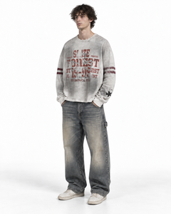Custom Clothing Manufacturer <b>Men</b> Waffle Knit <b>Thermal</b> Long Sleeve T Shirt Vintage Wash Sun Fade Cropped Crew Neck Streetwear <b>Top</b> - Product Image 3