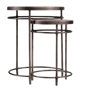 Mesa de centro de metal, mesa anidada moderna de lujo, mesa anidada de metal con tapa de mármol redondeada, muebles de sala de estar con acento de té - Product Image 3