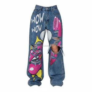 กางเกงยีนส์ขากว้างพิมพ์ลายดาว Y2K รุ่นใหม่ - กางเกงคาร์โก้เดนิมทรงหลวมสไตล์เรโทรสำหรับผู้หญิง - แฟชั่นสตรีทแวร์ - Product Image 3