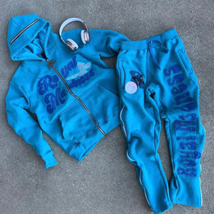 Chándal de invierno personalizado para hombre 2025, ropa informal lavada con ácido, conjunto de pantalones de chándal y Sudadera con capucha, serigrafía descolorida al sol, servicio OEM - Product Image 4