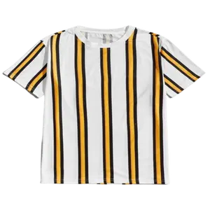 Customized logo size 100% cotton Polyester multi color striped Short Sleeve T Shirts