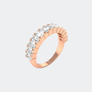 1.30CTW Emerald Cut Bar <b>Set</b> Half Eternity <b>Ring</b> Lab Grown Diamond D E F Color VVS VS Gold White Rose Gold <b>Women</b> Jewelry - Product Image 3