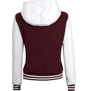 Chaqueta universitaria vintage unisex para mujer, Chaqueta larga de otoño e invierno con estampado de soplo de talla grande, diseño de letras de color en contraste - Product Image 2