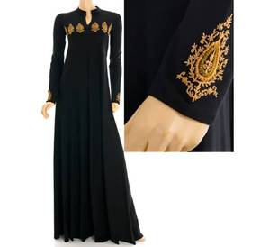 Robe décontractée pour femme, style burqa musulmane, brodée, unie, en soie, respirante, col montant, longueur ras du sol, pour l'Aïd, prix raisonnable - Product Image 1