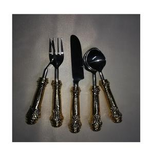 luxury cutlery set Wedding 5 pcs gold <b>flatware</b> sets metal handle spoon fork gold cutlery <b>flatware</b> set dinnerware <b>flatware</b> - Product Image 2