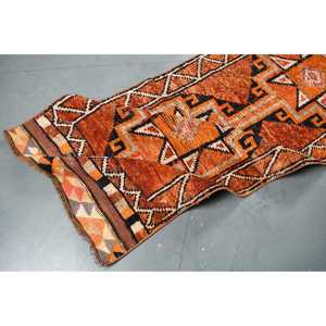Alfombra Turca Herki Runner de 2.5x10.1 pies (77x308 cm), Alfombra de Lana Vintage con Parches Naranjas - Product Image 5
