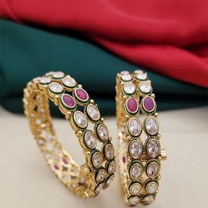 Bracelets plaqués or de haute qualité avec pierres en moissanite, look élégant, ensemble deux pièces ouvrable pour les mariages féminins - Product Image 1