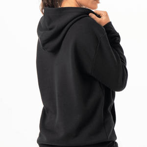 Sudadera con capucha negra de calidad superior con cremallera de gran tamaño para mujer, sudaderas con capucha en blanco antiarrugas y transpirables para mujer - Product Image 1