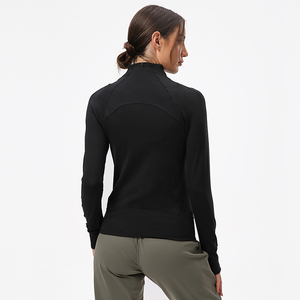 Femmes Ultra Doux Léger Full Zip Yoga Veste Mince Pouce Trou À Manches Longues Athlétique Varsity Sports Workout Tissu En Gros - Product Image 6