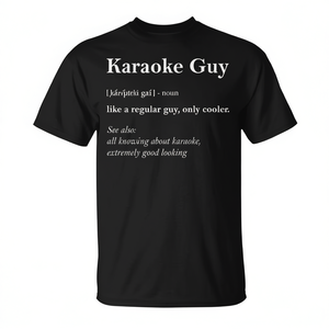 Camiseta Karaoke Guy Definition para hombre, ropa informal de algodón negro - Product Image 2