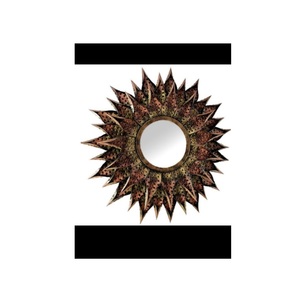 กระจกติดผนังสีทองสไตล์โมเดิร์นหรูหราตัวอย่างฟรีดีไซน์โลหะรูปใบไม้สำหรับตกแต่งบ้านห้องนั่งเล่นแบบแขวน - Product Image 2