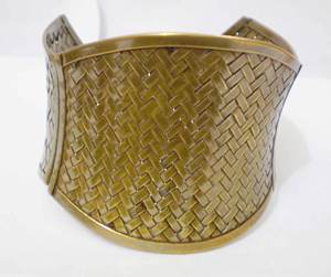 Handmade Pattern Copper Cuff Bangle For Women Men Antique Brass Finish Curved Statement Wristband Adjustable Wide <b>Metal</b> Crafts - Product Image 1