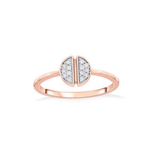 Bague en or rose avec diamant et pierre fendue, style décontracté - Product Image 3