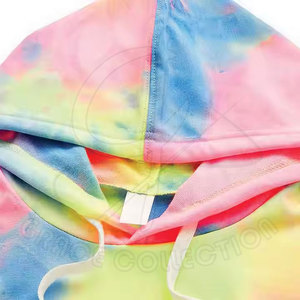 Hoodies courts 100 % coton pour femme, personnalisables avec logo, manches longues, en molleton, style décontracté hiver, tie-dye, en vente - Product Image 3