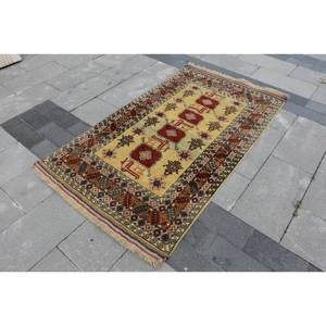 พรมขนสัตว์สีเบจสีแดงคลาสสิกขนาด3.5x6ฟุตทำด้วยมือสไตล์ตุรกีทรงสี่เหลี่ยมผืนผ้าพื้นที่ขนาดใหญ่แบบนามธรรมสำหรับทางเดินงานเย็บปะ - Product Image 3