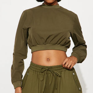 Conjunto Deportivo de Felpa al por Mayor, Sudadera Cálida y Pantalones Jogger, Chándal Informal Holgado, Sudadera Corta y Pantalones - Product Image 3