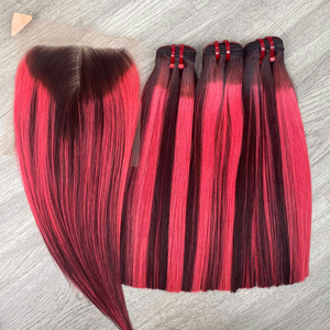 Extensions de cheveux vierges vietnamiens super double, lisses comme des baguettes, rose piano, 100g, avec dentelle transparente - Product Image 5