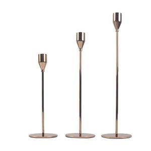 Porte-bougie à col fin, finition métallique élégante, pour centre de table, décoration de salon, ambiance de chambre à coucher et utilisation en fête, en provenance d'Inde - Product Image 1