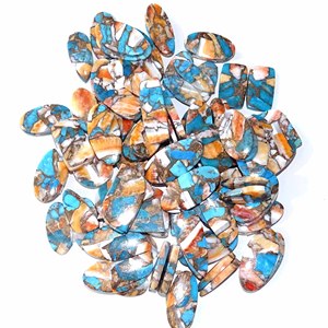 Haute qualité naturel épineux huître cuivre Turquoise paire Quartz pierre précieuse en vrac pour la fabrication de bijoux en gros cuivre Turquoise paire - Product Image 1