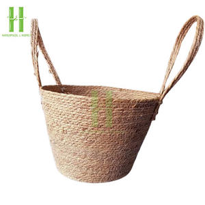 HNH <b>Craft</b> Boho Seagrass Storage Basket Customizable OEM Designs Rectangle Shape <b>Eye</b>-Catching Tote Handbag - Product Image 1