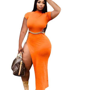 Vestido Maxi de Moda Tallas Grandes Liu Ming, Casual de Verano, Ajustado, Cuello Alto, Manga Casquillo, Abertura, Transpirable, Natural, Sexy, con Encaje Hueco - Product Image 3