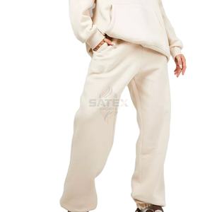 Survêtements d'hiver pour femmes, 100% coton, à capuche, décontractés, grande taille, logo personnalisé imprimé, pantalons de survêtement respirants, légers, écologiques - Product Image 3