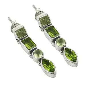 925 Silver Drop <b>Earrings</b> for Women Green Peridot Gemstone Fashion Jewelry - Product Image 3
