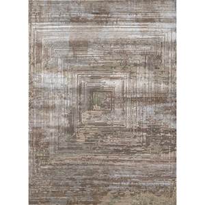 Alfombra Uvenuti de Lana y Seda de Bambú Tejida a Mano con Patrón Geométrico Beige y Marrón para el Hogar LRB-1666 - Product Image 1