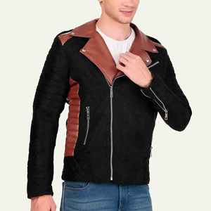 Bon prix Qualité supérieure Veste en cuir suédé pour hommes automne-hiver Conception personnalisée Veste en cuir suédé coupe ajustée pour motard classique - Product Image 1
