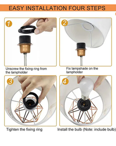 Lampe de table en métal géométrique moderne avec abat-jour en tissu - Product Image 5