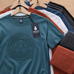 เสื้อยืดคอกลมโอเวอร์ไซส์ลายการ์ตูนปักนูนเทอร์รี่ ราคาโรงงานโดยตรง สำหรับผู้ชาย พิมพ์โลโก้ด้านหน้าตามสั่ง เสื้อยืด unisex จากบังกลาเทศ - Product Image 1