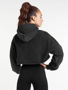 Sudadera Corta Personalizada Premium para Mujer, Estilo Holgado con Hombros Caídos, Antiarrugas, Transpirable, Lavada al Ácido, Estilo Urbano, Invierno, 100% - Product Image 2