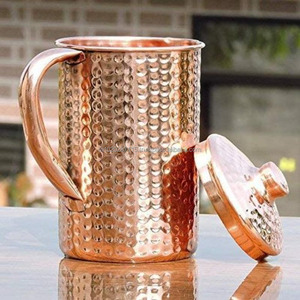 Large hammered <b>copper</b> <b>jug</b> perfect for parties festive events or hospitality settings offering traditional Indian charm - Product Image 2
