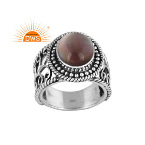 Nuevo diseño de plata esterlina oxidada natural doblete Apache oro cristal piedra preciosa anillo joyería fabricante - Product Image 1