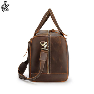 กระเป๋าเดินทางหนังแท้สีน้ำตาลสไตล์เรโทรสำหรับผู้ชาย ทำด้วยมือ หนังวัวแบบ Crazy Horse - Product Image 3