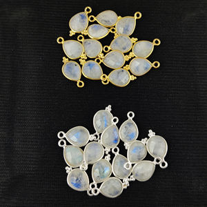 Arco Iris piedra lunar piedra preciosa tamaño 10X8mm forma de pera corte facetado oro Vermeil 925 plata esterlina bisel conjunto colgante de moda encanto - Product Image 6