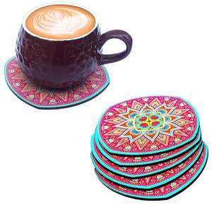 ชุดจานรองแก้วไม้ทำมือสไตล์โบฮีเมียน เป็นมิตรกับสิ่งแวดล้อม ออกแบบเองได้ จานรองแก้วทำมือ พื้นผิวเรียบ สำหรับร้านกาแฟ - Product Image 1