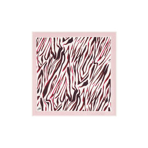 Écharpe carrée en coton et soie rose à carreaux floraux - Product Image 1