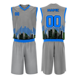 Tenue de basketball d'entraînement unisexe, fournisseur direct d'usine, tissu doux, ensemble maillot et short de basketball. - Product Image 1