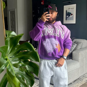 Sudaderas con capucha para Hombre Sudaderas con capucha de moda vintage 100% algodón pintado a mano lavado con ácido personalizado con diamantes de imitación sudaderas con capucha personalizables para hombre - Product Image 4