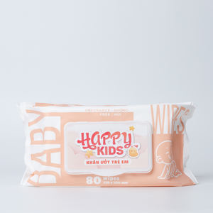 Lingettes pour bébé ECOWIPES Happy Kids, 80 lingettes douces sans parfum, lingettes humides pour le nettoyage doux du bébé - Product Image 1